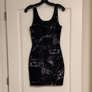 Express Black and White Marble Mini Dress